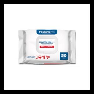 SALVIETTA IGIENIZZANTE MANI E SUPERFICI ALX EUDOREX CM 12,5X9 EUDOREX CON ALCOOL 80% IN CONFEZIONE CON TAPPO POP UP DA 50 PEZZI